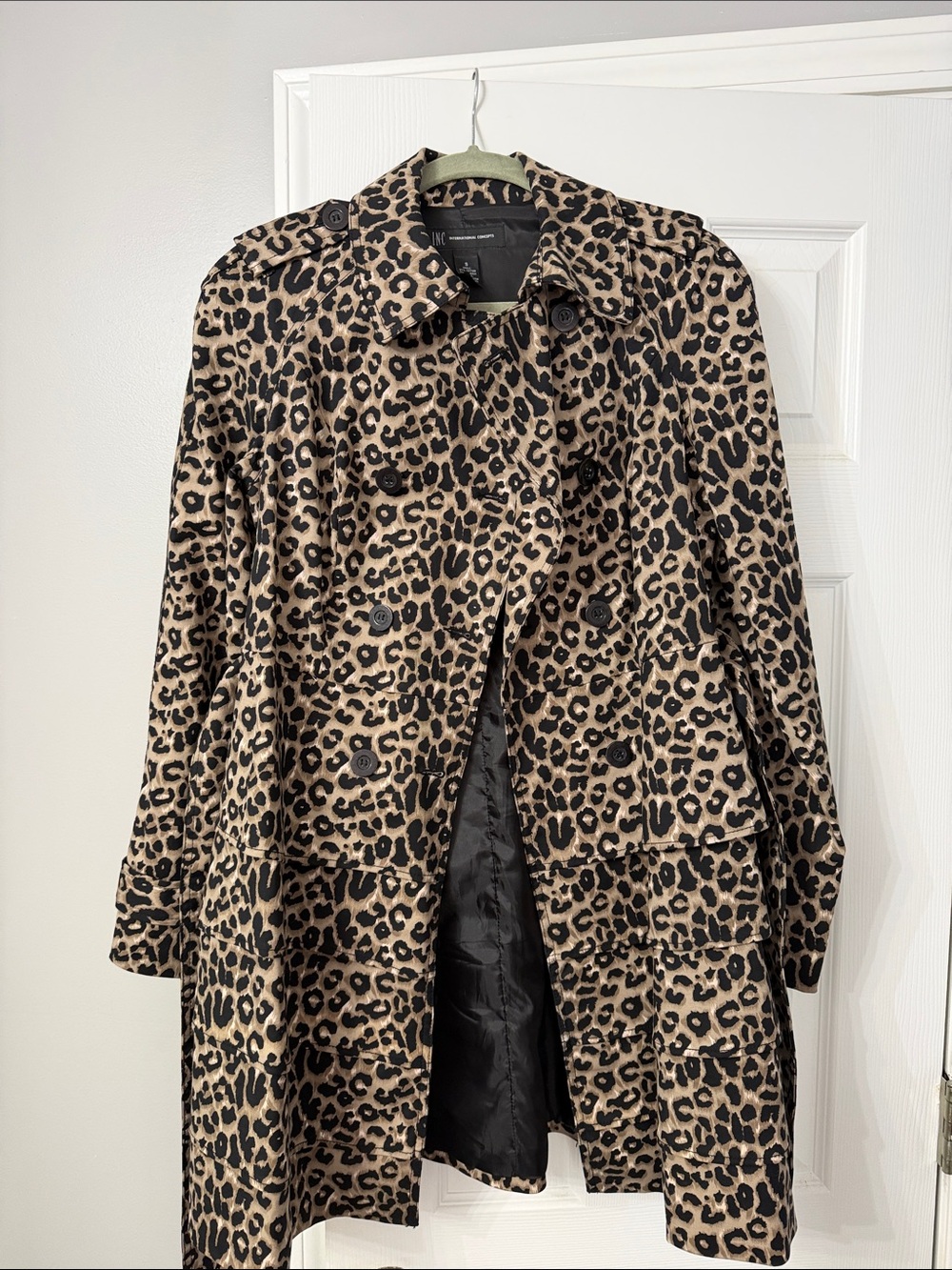 Women’s INC International Concepts Leopard Print Trench Coat - Tan & Black Small